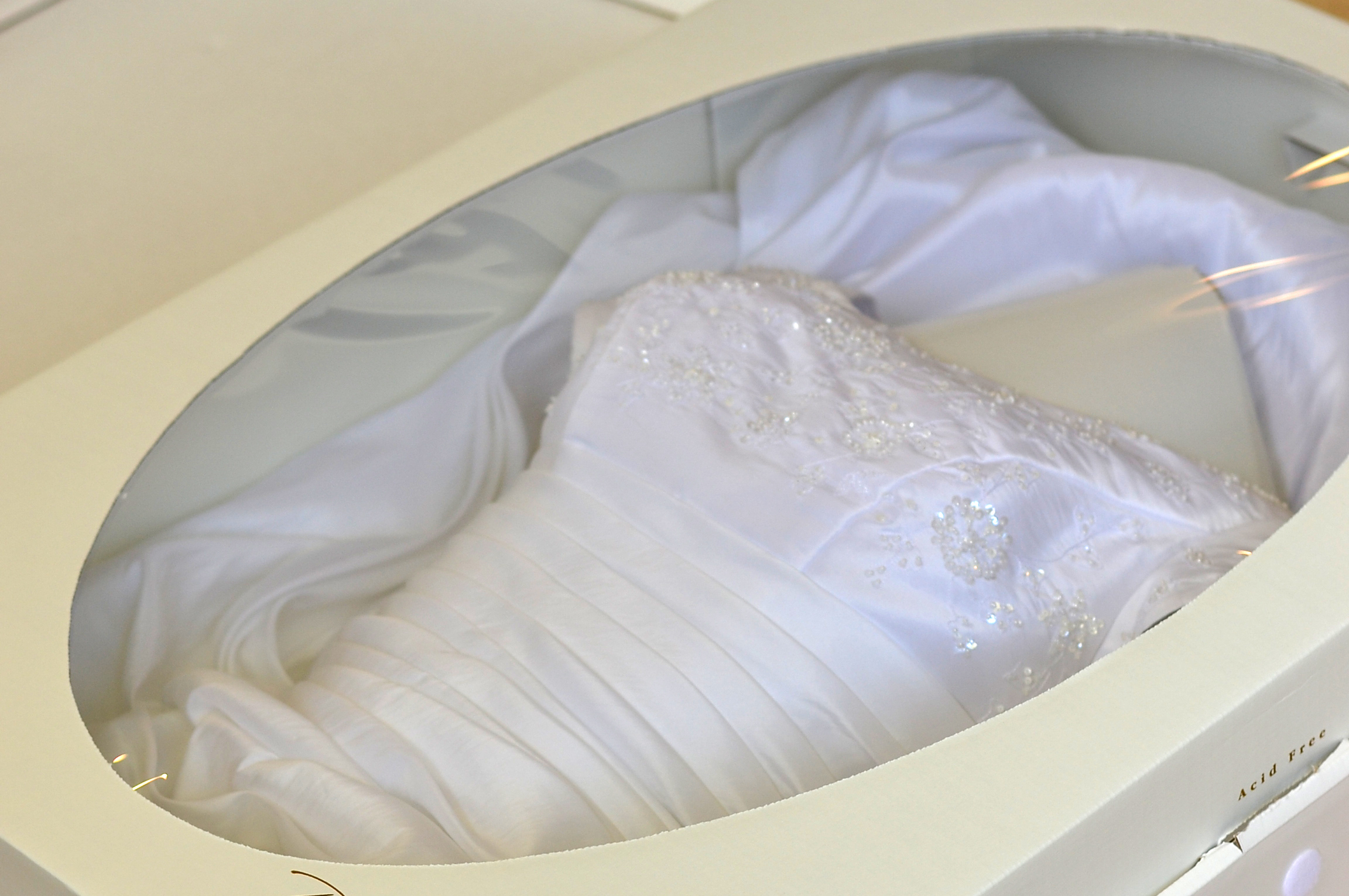 pressing a wedding dress